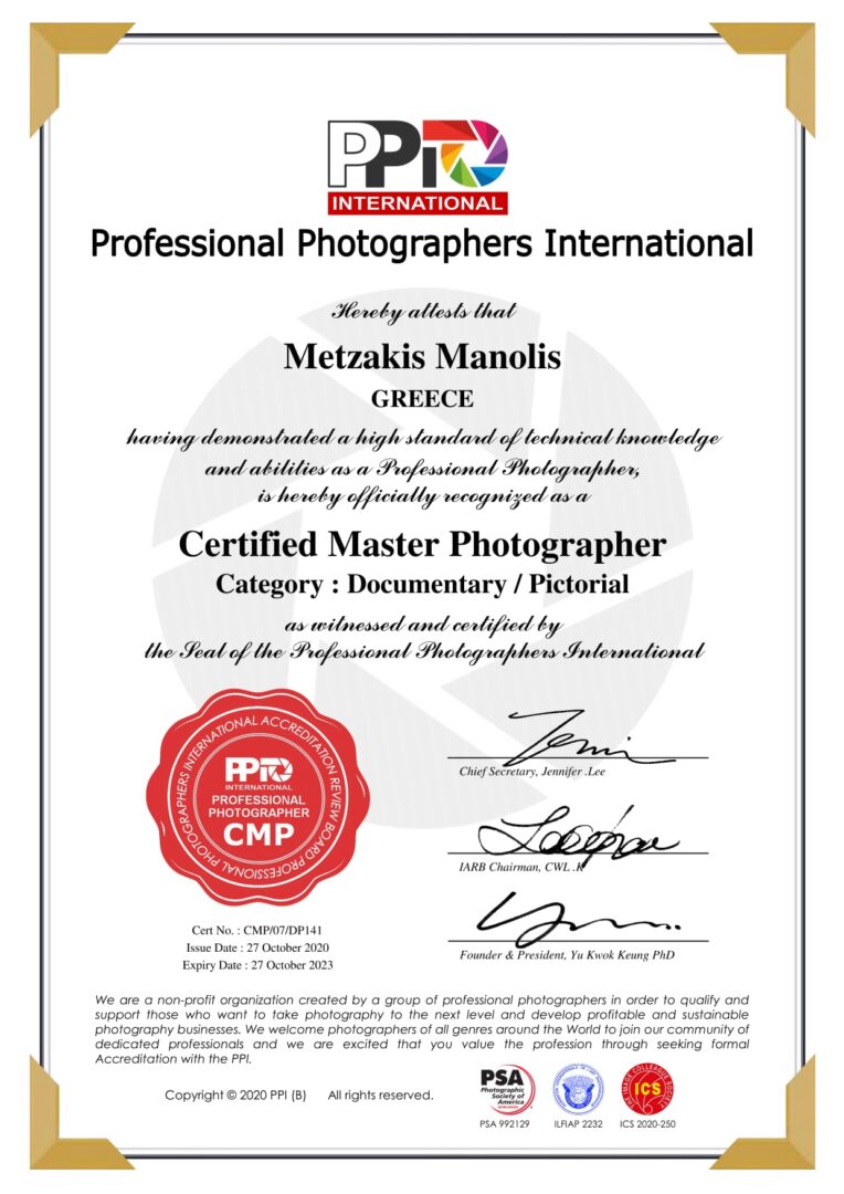 Two hononary titles from PPI (Professional Photographers International)!- PPI Honorary Advisor (Hon. Adv.PPI)- Certified Master Photographer (CMP.PPI)
